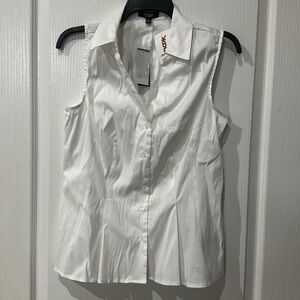 Premise studio size small white button down, sleeveless collared shirt NWT